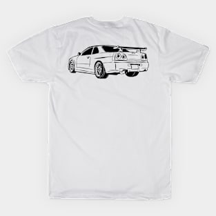 gtr r34 Line Art JDM 90s japanese retro car T-Shirt